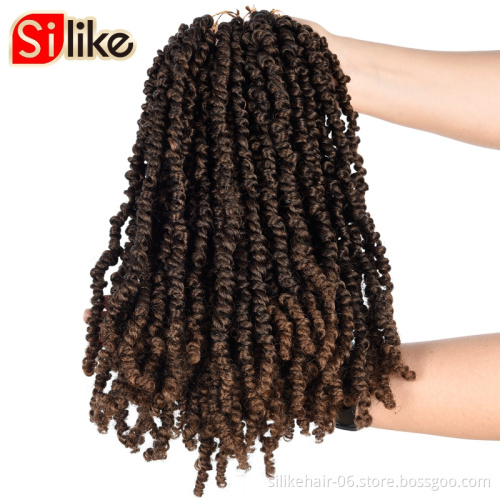 Silike Crochet Hair Extension 18 inch Passion Twist Braiding Hair Synthetic Fluffy Twists Pre Stretched Ombre Braid For Women